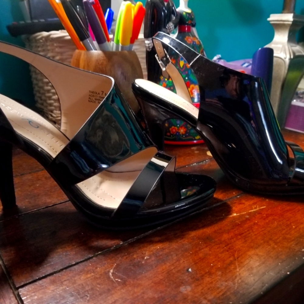 AG women's heels black patent leather!